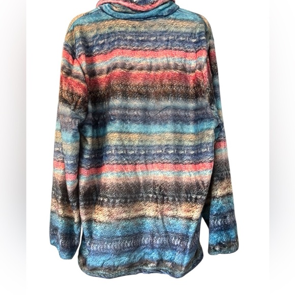 NWT Mens Colorful Stripe Snap Neck Fleece Chest Pocket Super Soft Size XL - Picture 3 of 4